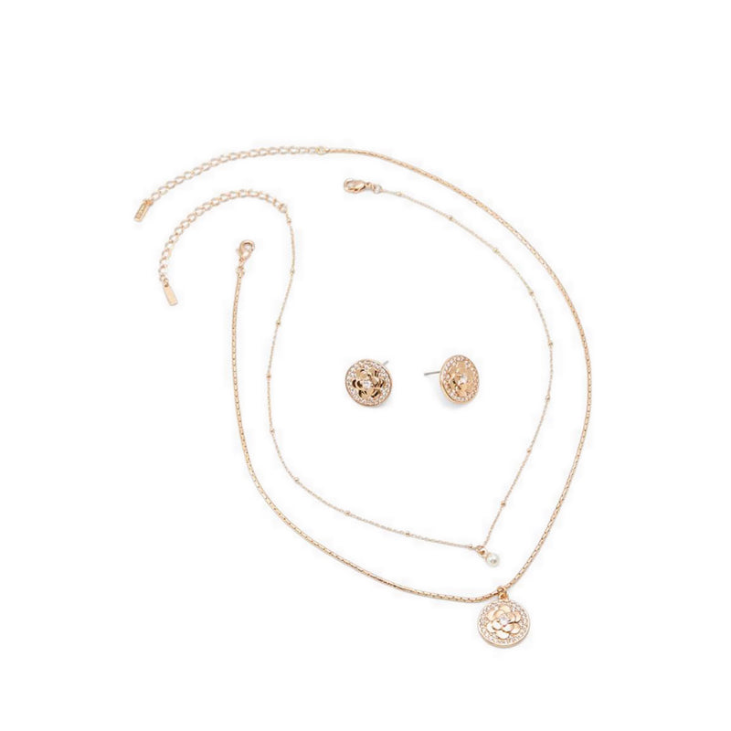 DAODIA model, women's necklace and earrings set, gold color