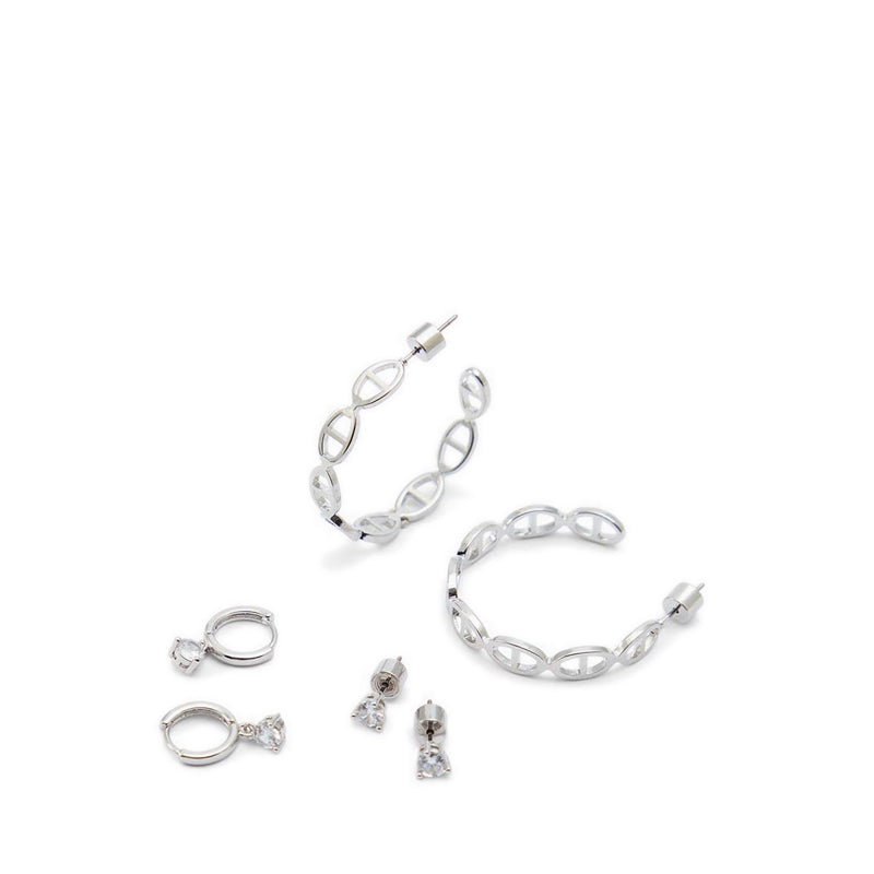 รุ่น EXCELLENCE PIERCED ต่างหูผู้หญิง สีเงิน/สี CLEAR MULTI