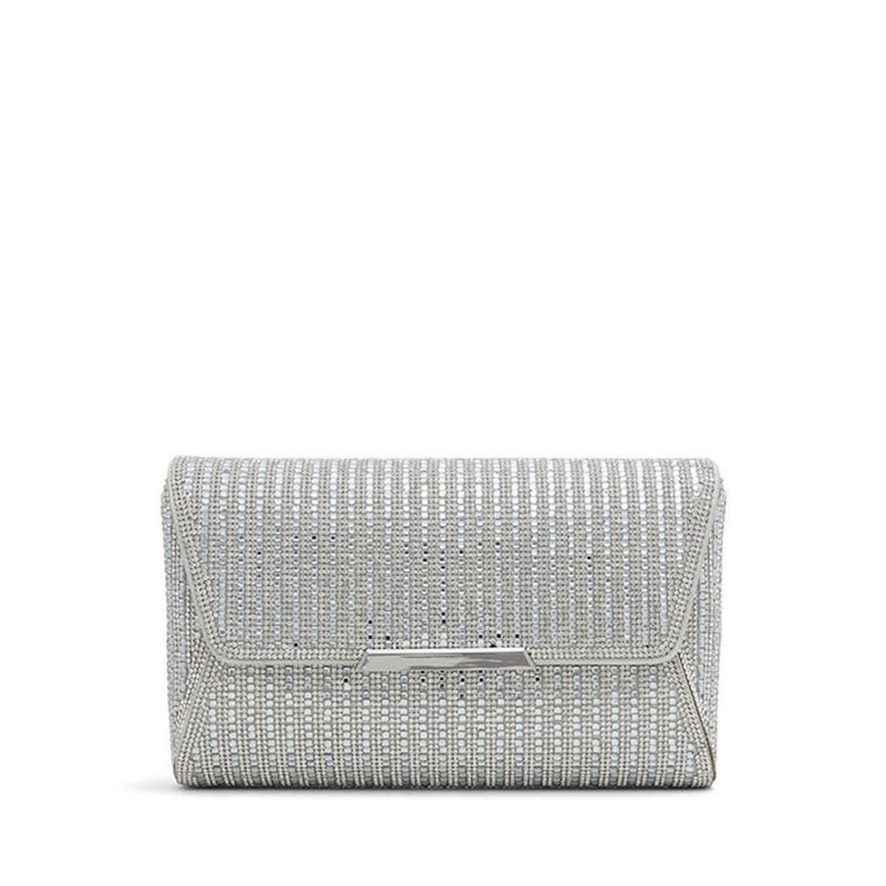 RANIA model, women's evening clutch bag, silver color