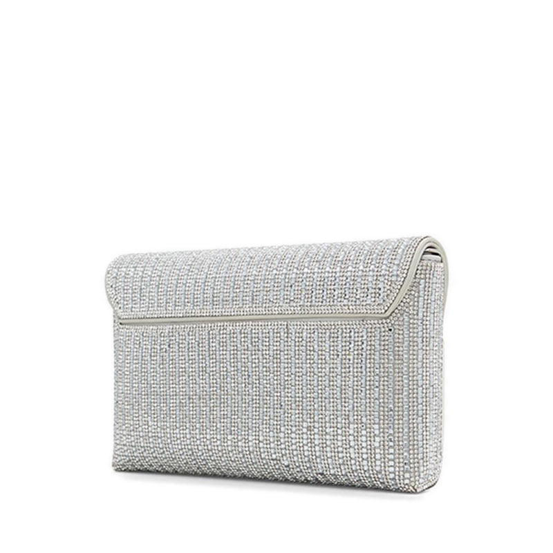 RANIA model, women's evening clutch bag, silver color