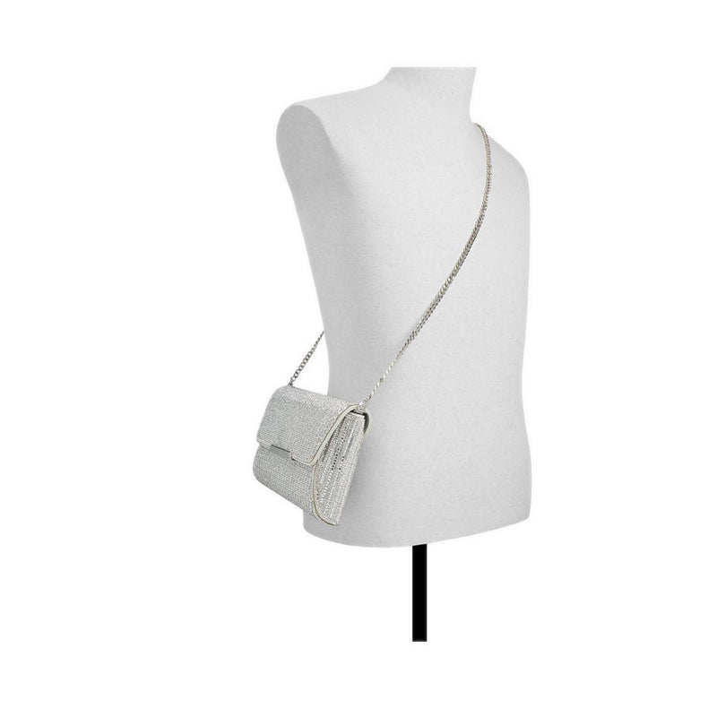 RANIA model, women's evening clutch bag, silver color